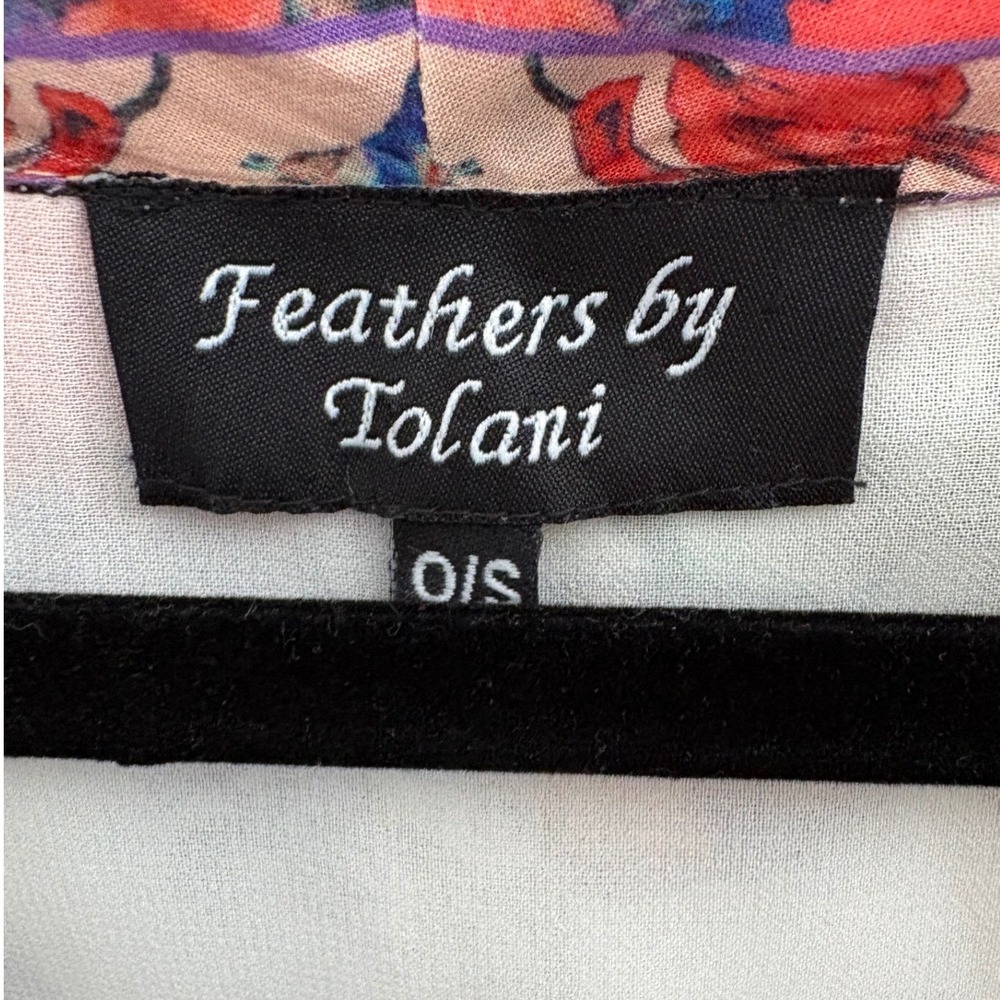 Feathers by Tolani Floral Kimono Open Front Cardigan Topper Cream Red OS - Picture 3 of 5